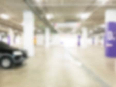 Abstract blur car parking lot interior for backgroundの写真素材