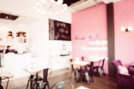 Abstract blur coffee shop cafe interior for background - Vintage Filterの写真素材