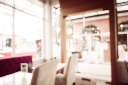 Abstract blur coffee shop cafe interior for background - Vintage Filter