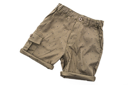 Short pants and clothes isolated on white backgroundの写真素材