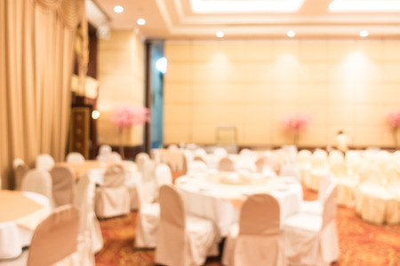Abstract blur beaufitul luxury wedding grand ballroom hall interior for backgroundの写真素材