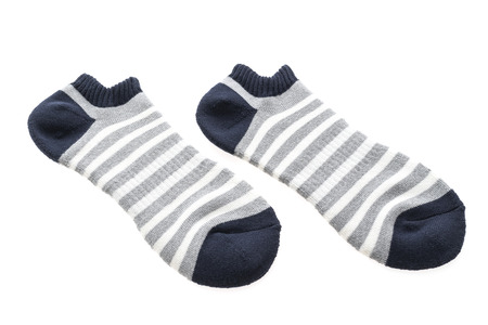Pair of socks for clothing isolated on white backgroundの写真素材