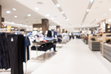 Abstract blur bokeh light in beautiful luxury shopping mall and retail store interior for backgroundの写真素材