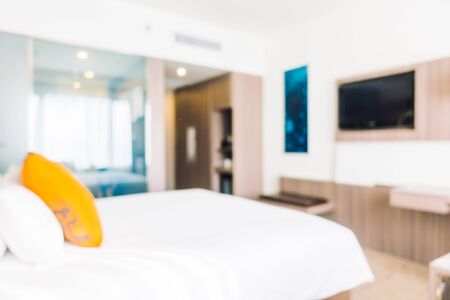 Beautiful pillow on bed decoration in hotel bedroom interior - Filter Effectの写真素材