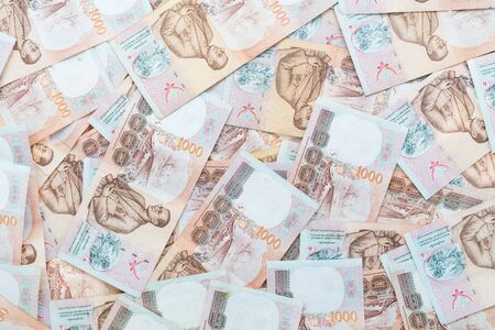 Thai banknote and cash textures for backgroundの写真素材