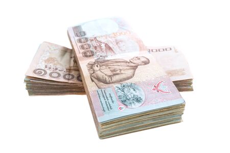 Thai banknote and cash isolated on white backgroundの写真素材