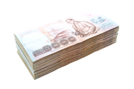 Thai banknote and cash isolated on white background