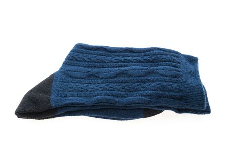 Pair of new cotton sock for clothing isolated on white backgroundの写真素材