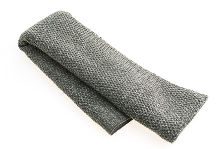 Beautiful gray scarf for clothing isolated on white backgroundの写真素材