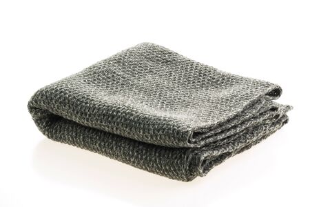 Beautiful gray scarf for clothing isolated on white backgroundの写真素材