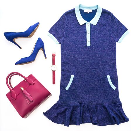 Beautiful luxury women clothes set isolated on white backgroundの写真素材