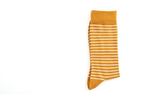 Pair of socks for clothing isolated on white backgroundの写真素材