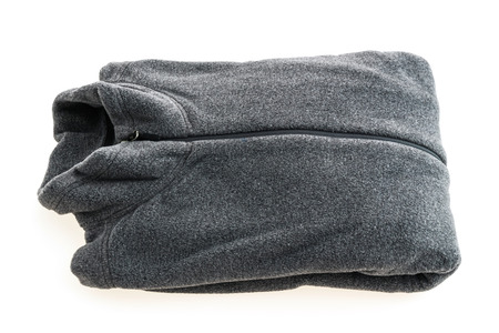 Black fleece jacket isolated on white background