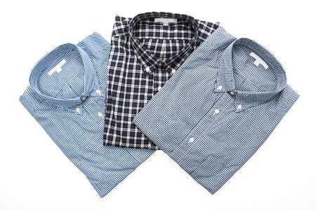 Men shirt fot clothes isolated on white backgroundの写真素材