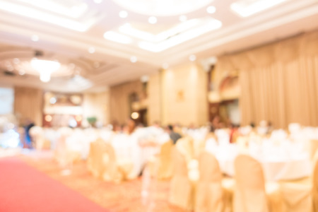 Abstract blur wedding hall in hotel interior for backgroundの写真素材