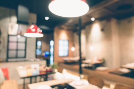 Abstract blur restaurant interior for background - Vintage Filterの写真素材