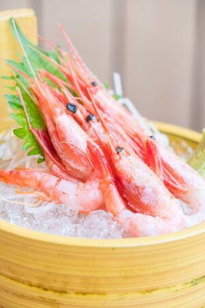 Raw and fresh shrimp sashimi - Japanese food styleの写真素材