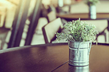 Plant in vase on table - Vintage Filterの写真素材