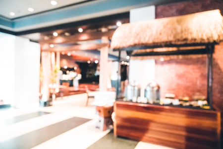 Abstract blur and defocused restaurant interior of hotel and resort for background - Vintage Light Filterの写真素材