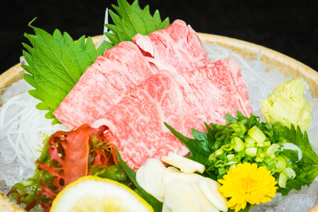 Raw and fresh matsusaka beef sashimi - Japanese food styleの写真素材