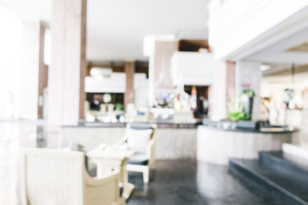 Abstract blur and defocused lobby in hotel interior for background - Vintage light Filterの写真素材