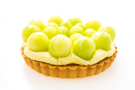 Melon tart sweet dessert isolated on white backgroundの写真素材