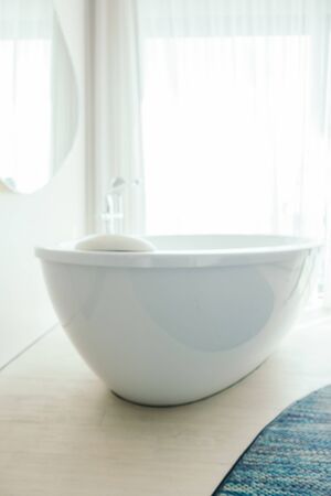 Abstract blur and defocused bathtub decoration interior of room for background