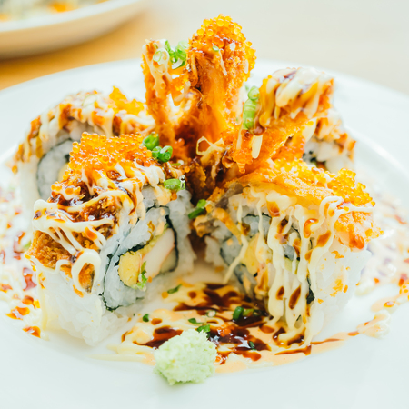 Sushi roll in white plate - Japanese food styleの写真素材