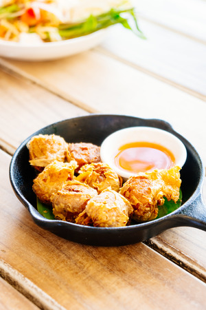 Deep fried crab roll with sweet sauceの写真素材