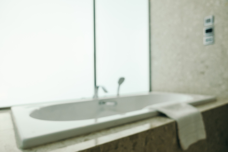 Abstract blur and defocused bathroom and toilet interior for backgroundの写真素材