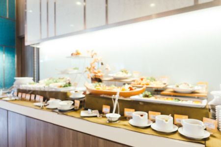 Abstract blur and defocused restaurant and cafe interior for backgroundの写真素材