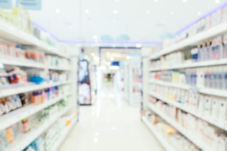 Abstract blur and defocused pharmacy and drug store interior for backgroundの写真素材
