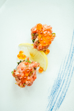 Raw and fresh nigiri sushi roll - Japanese food styleの写真素材