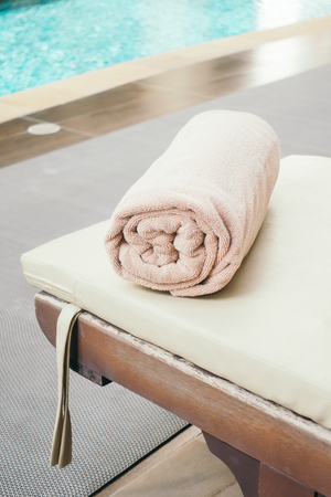 Swimming towel poolの写真素材