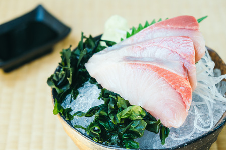 Raw with fresh hamachi fish meat sashimi - Japanese food style