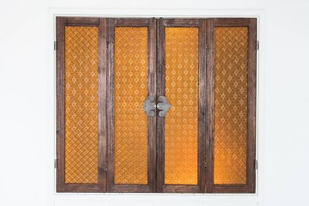 Wood Window decoration exterior of houseの写真素材