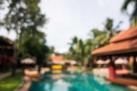 Abstract blur swimming pool in hotel resort for backgroundの写真素材