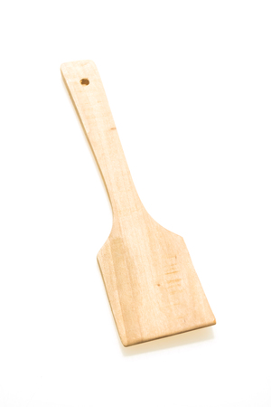 Wood utensils or kitchen ware isolated on white backgroundの写真素材