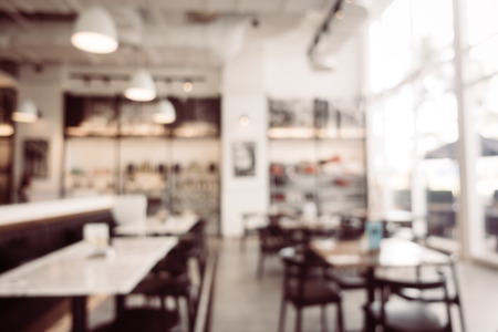 Abstract blur and defocused restaurant interior for background - Vintage light Filterの写真素材