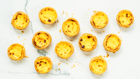 Sweet dessert with tart egg and custard cream