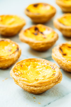 Sweet dessert with tart egg and custard cream