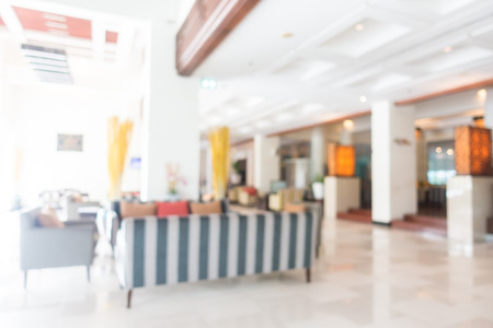 Abstract blur and defocused beautiful luxury hotel lobby and lounge interior for backgroundの写真素材