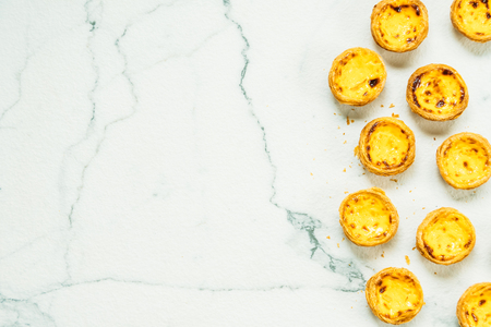 Sweet dessert with tart egg and custard creamの写真素材