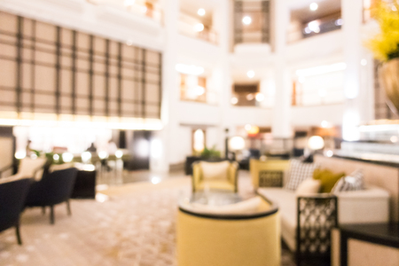 Abstract blur and defocused beautiful luxury hotel lobby and lounge interior for backgroundの写真素材