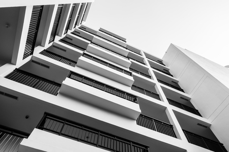 Black and white exterior building with copy spaceの写真素材