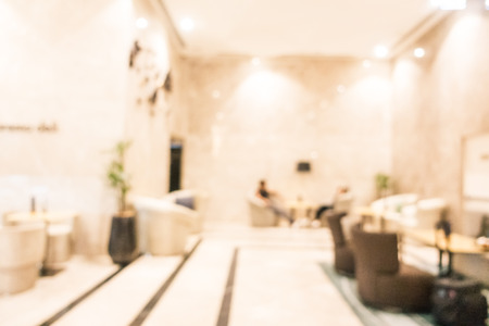 Abstract blur defocused hotel and lobby interior for backgroundの写真素材