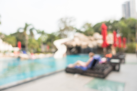 Abstract blur outdoor swimming pool in hotel and resort for backgroundの写真素材
