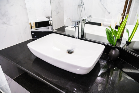 Sink faucet decoration in bathroom interiorの写真素材