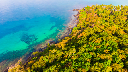 Beautiful Aerial view island paradise with sea beach for travel - Holiday vacation conceptの写真素材