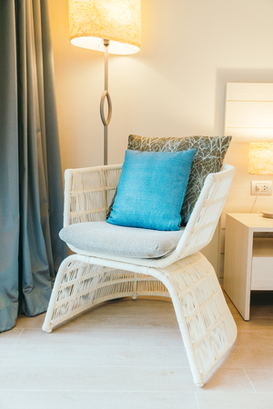 Pillow on sofa chair decoration in living areaの写真素材